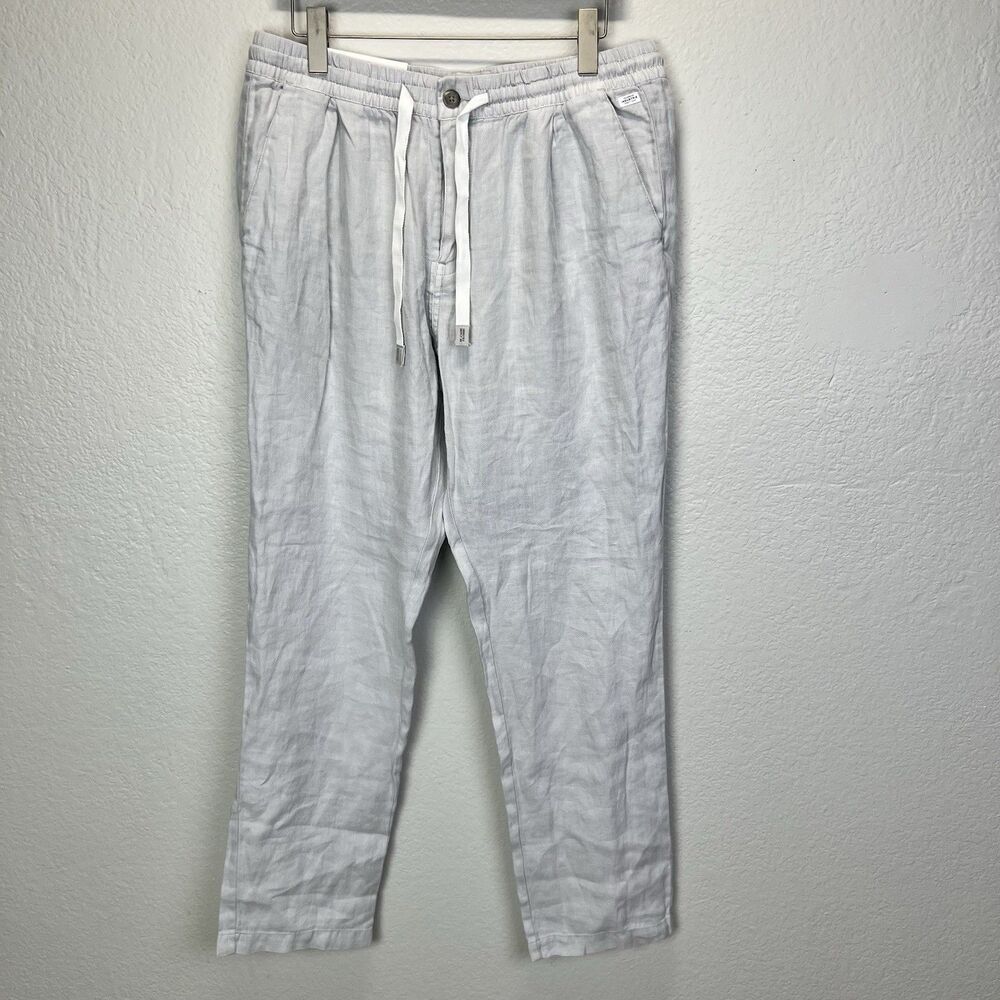 INDUSTRIE Men 100% Linen Casual Fit Pants Size XL New